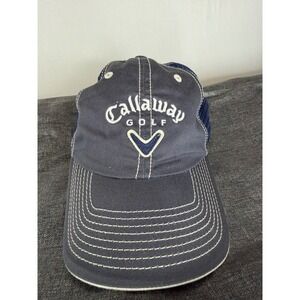 Callaway Golf Trucker Hat Mens OSFA Navy Blue Mesh Back Contrast Stitch